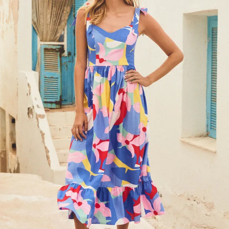 New Spring/Summer Printed Tie-Strap Dress