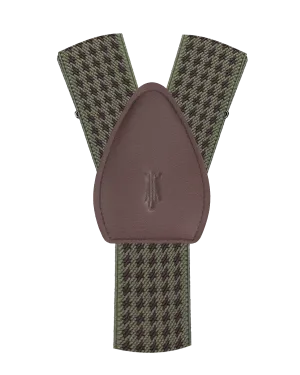 Newbold Houndstooth Olive/Maroon Shirttail Garters