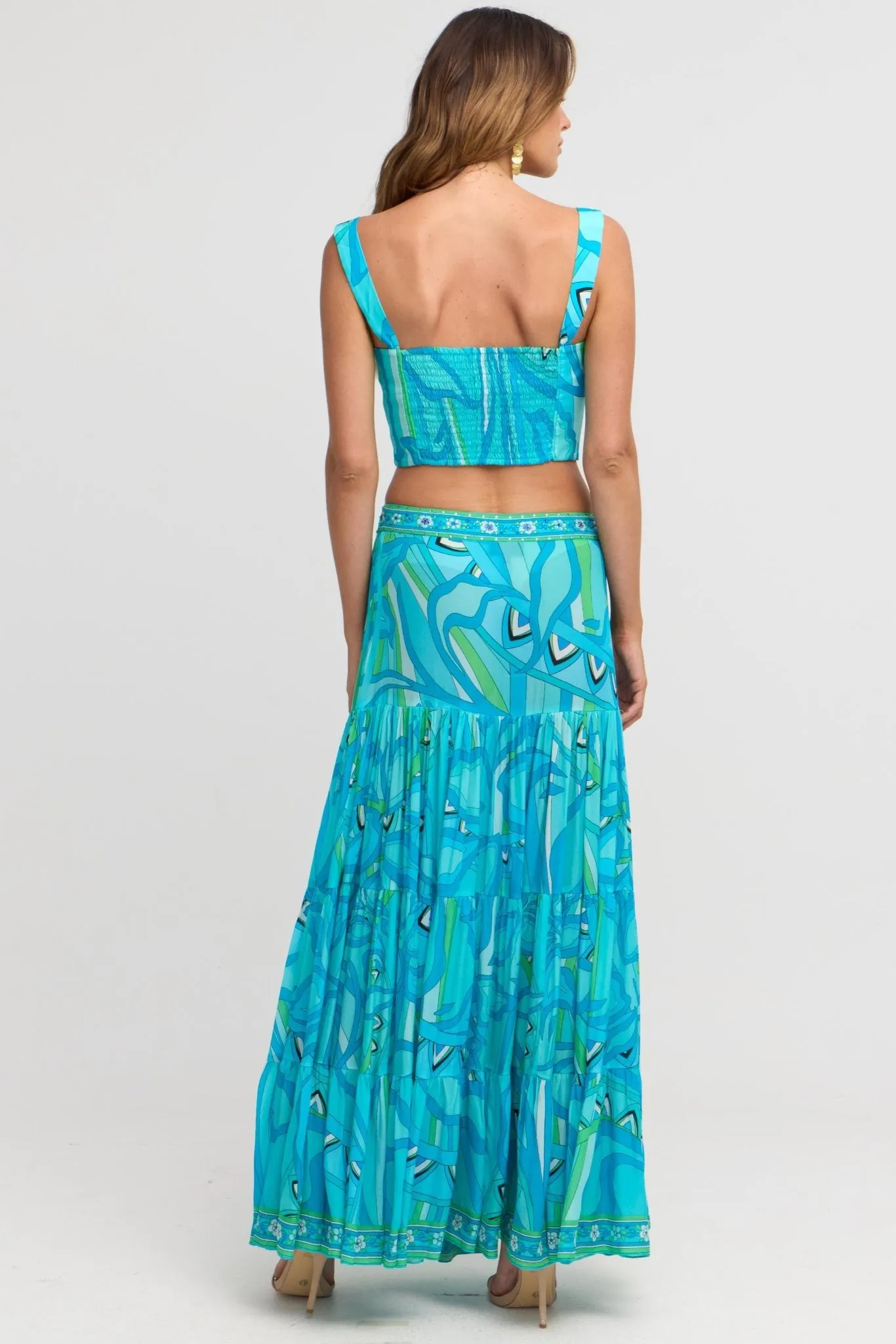 Oceanic Blues Max Skirt w Side Slit