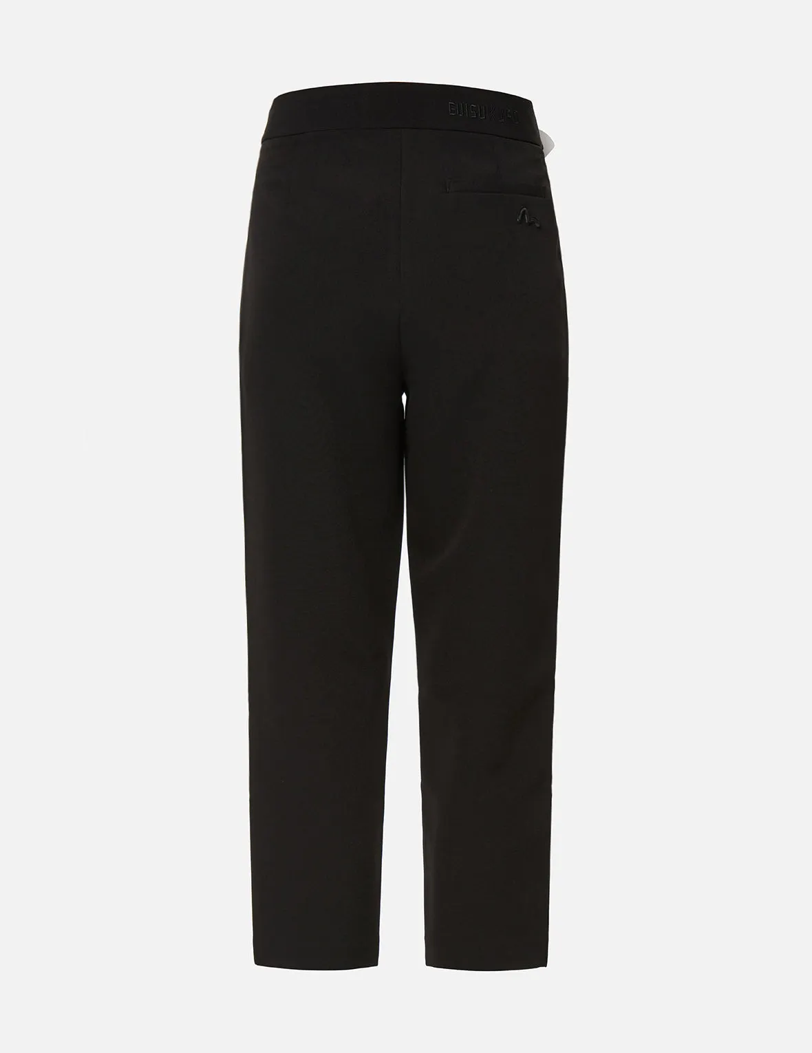 Partial Leather Buckle Belt Cropped Straight Fit Pants