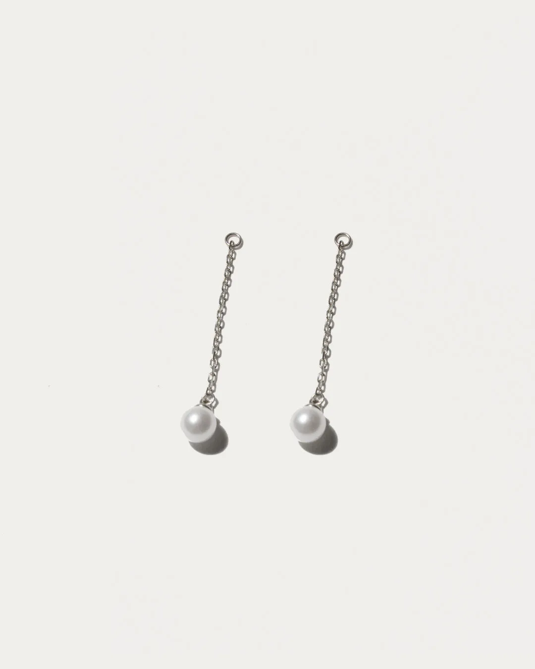 Pearl Chain Ear Jackets - Silver