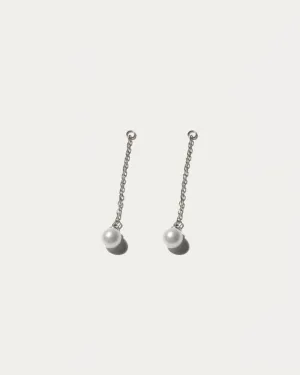 Pearl Chain Ear Jackets - Silver