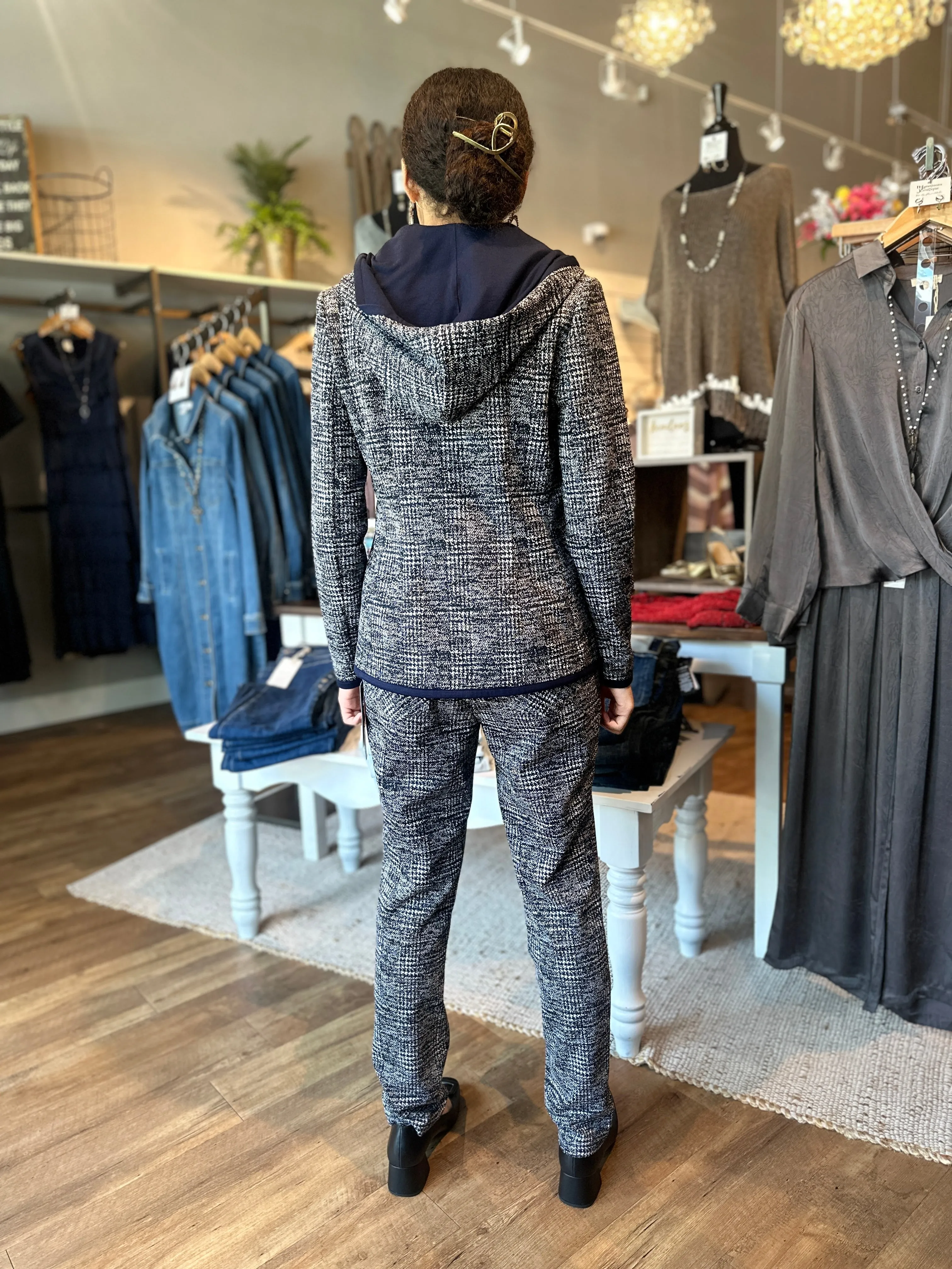 Plaid Knit Blazer w/ Detachable Hood - HQ