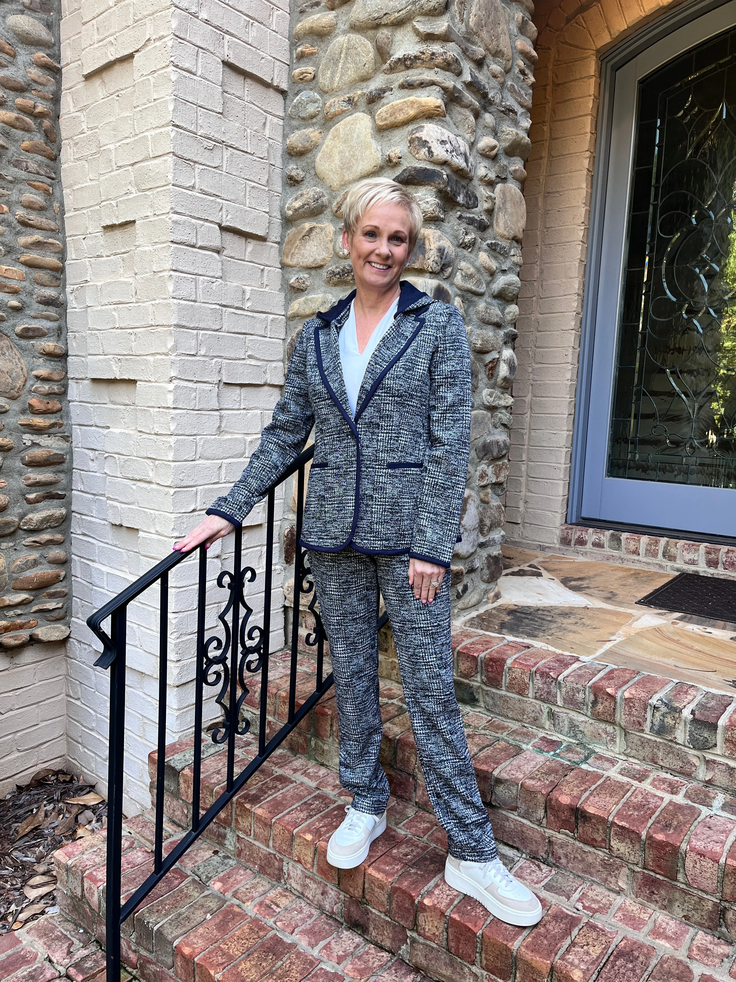 Plaid Knit Blazer w/ Detachable Hood - HQ