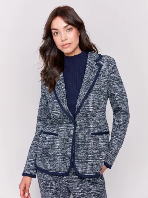 Plaid Knit Blazer w/ Detachable Hood - HQ