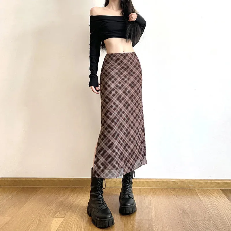 Plaid Print Wrap Pencil Skirt  Vintage Elegance with a Modern Twist