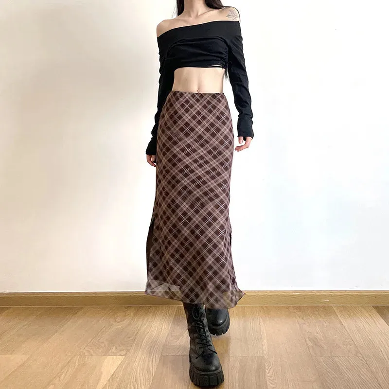 Plaid Print Wrap Pencil Skirt  Vintage Elegance with a Modern Twist