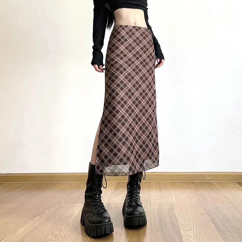 Plaid Print Wrap Pencil Skirt  Vintage Elegance with a Modern Twist