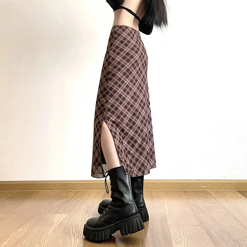 Plaid Print Wrap Pencil Skirt  Vintage Elegance with a Modern Twist