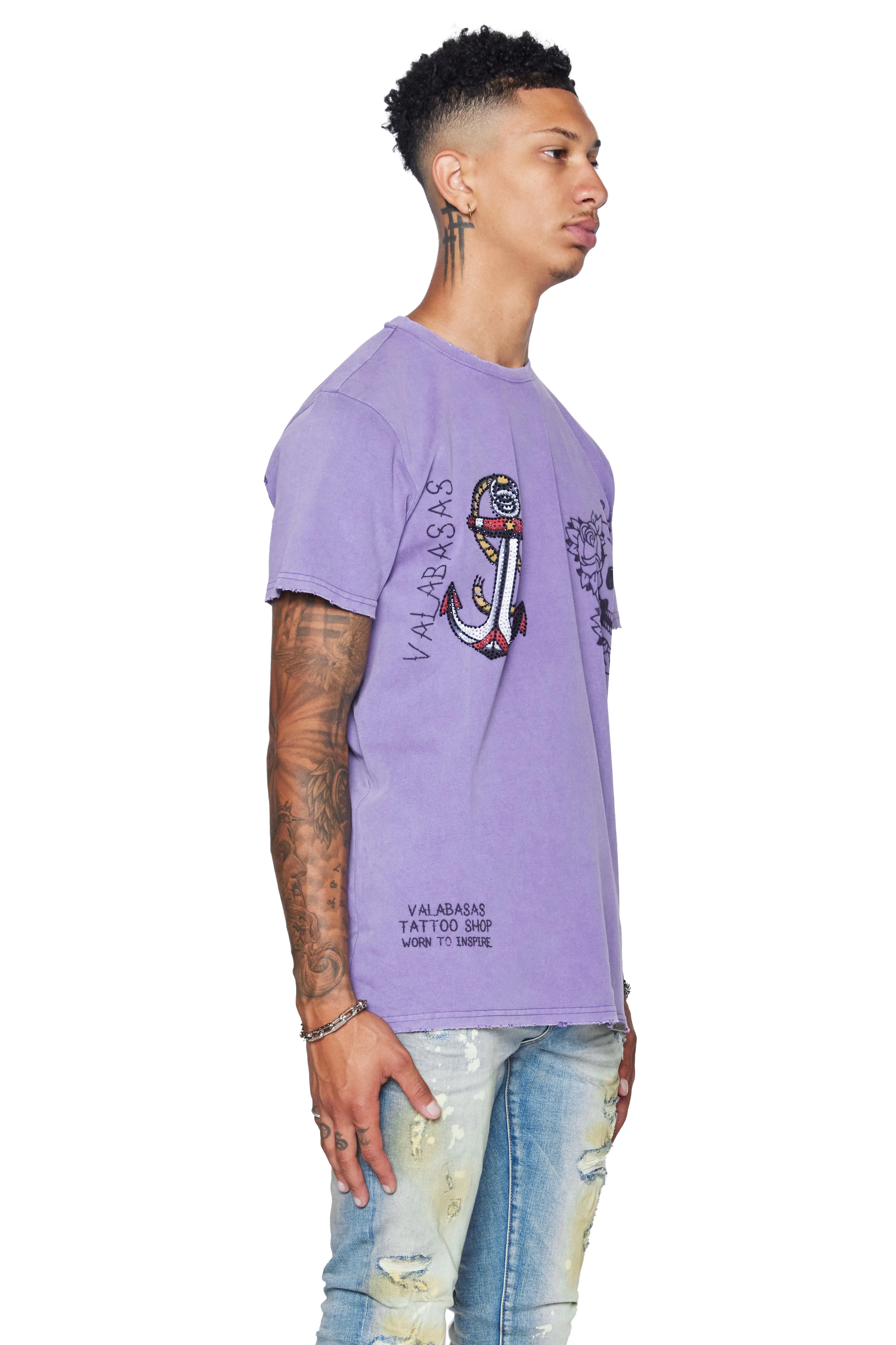 "ANCHOR TAT" VINTAGE PURPLE TEE