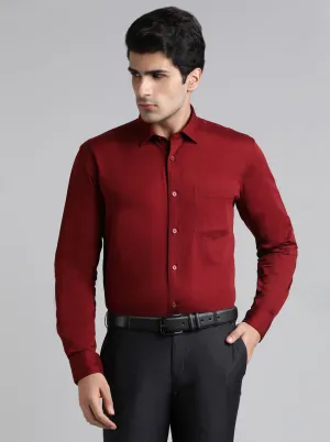 Red Solid Tailored Fit Semi Casual Shirt | JadeBlue