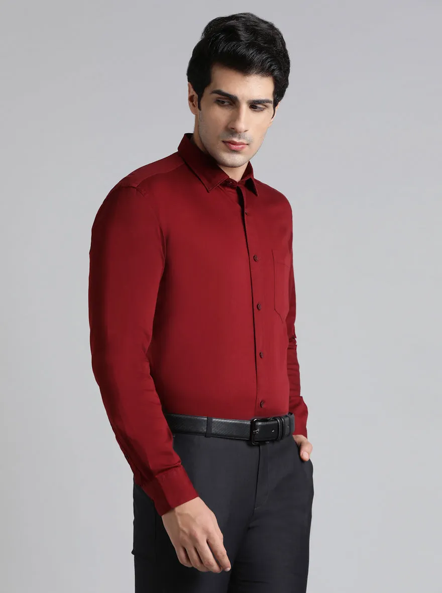 Red Solid Tailored Fit Semi Casual Shirt | JadeBlue