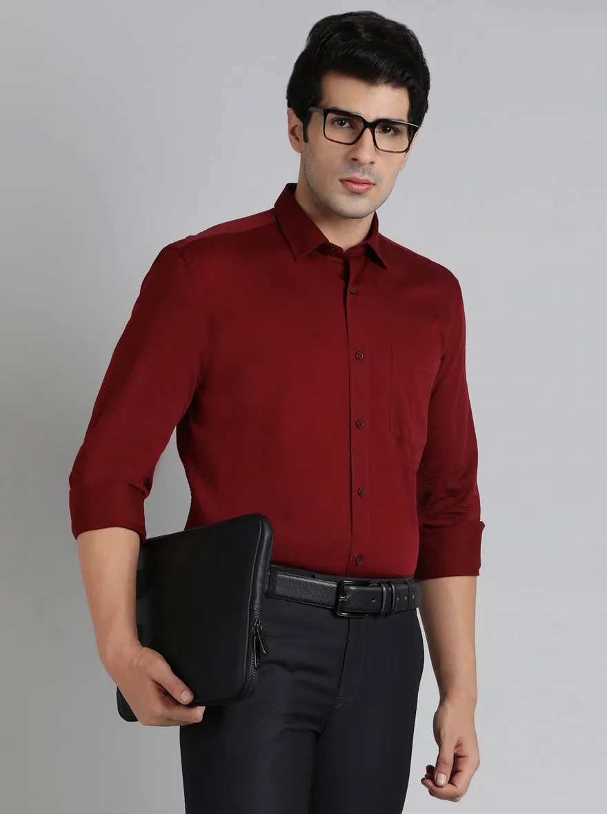 Red Solid Tailored Fit Semi Casual Shirt | JadeBlue