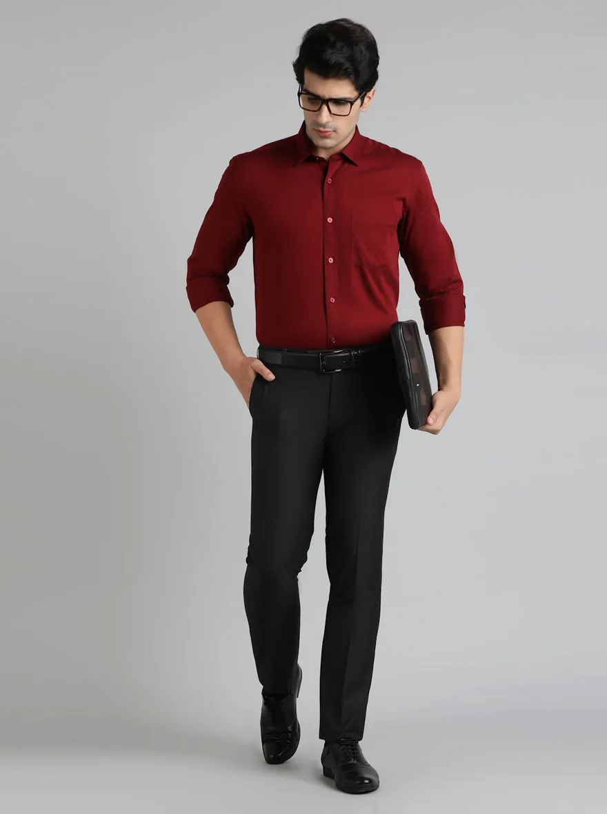 Red Solid Tailored Fit Semi Casual Shirt | JadeBlue