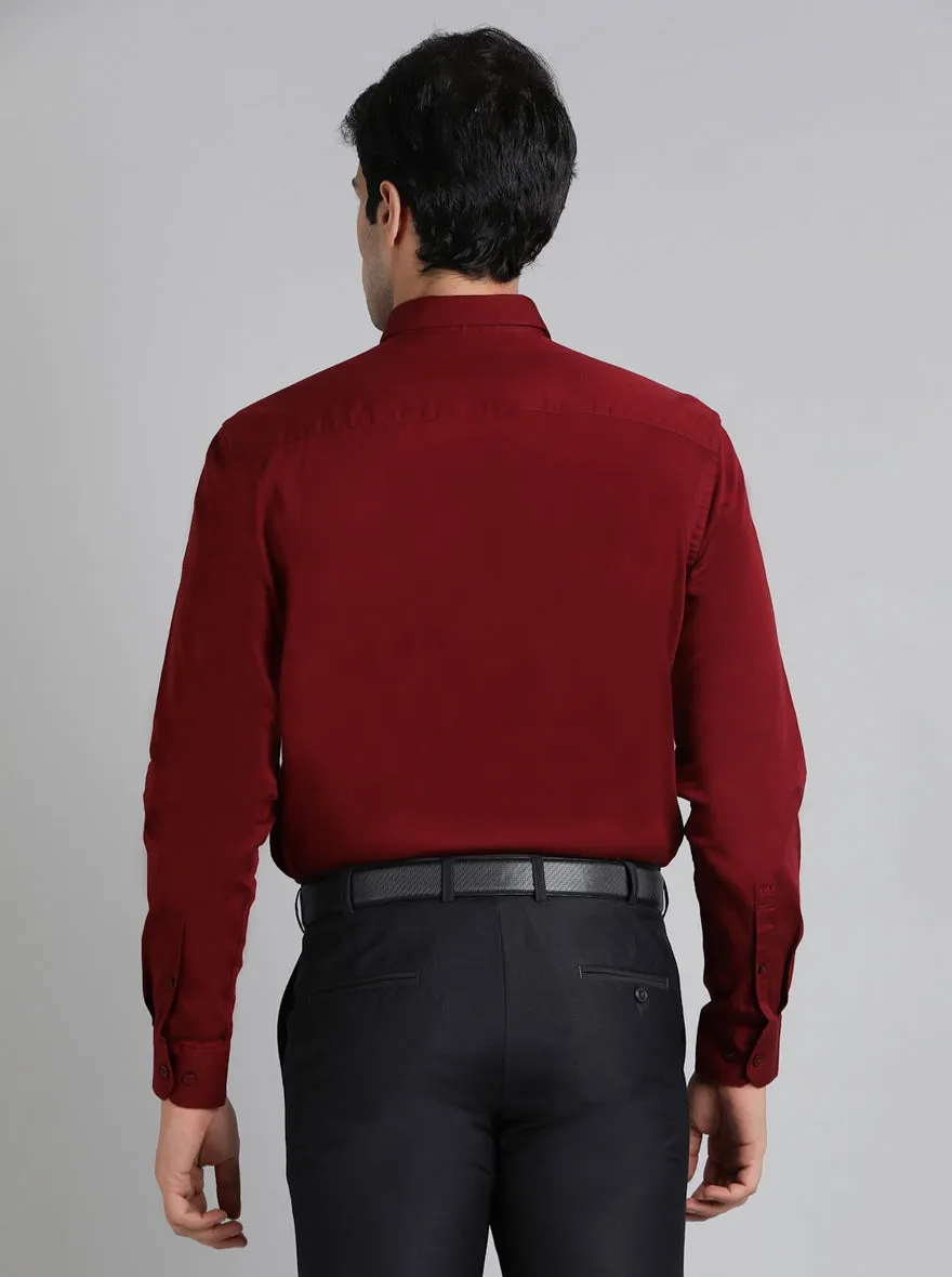 Red Solid Tailored Fit Semi Casual Shirt | JadeBlue