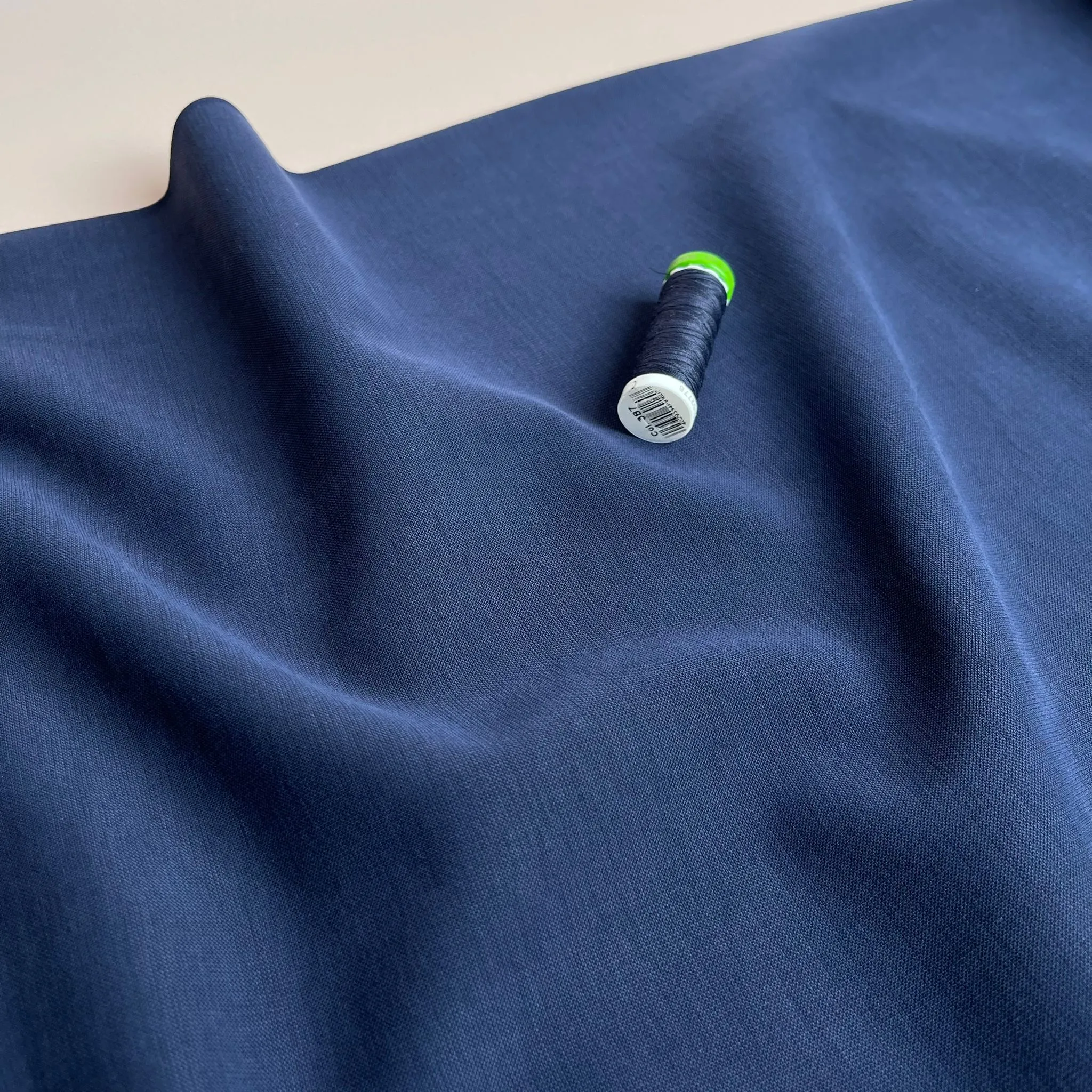 REMNANT 0.7 Metre -Modal Peachy Soft Ponte Roma Fabric in Navy