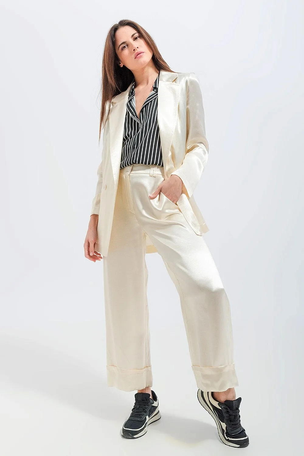 Satin Blazer In Cream