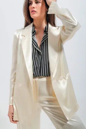 Satin Blazer In Cream