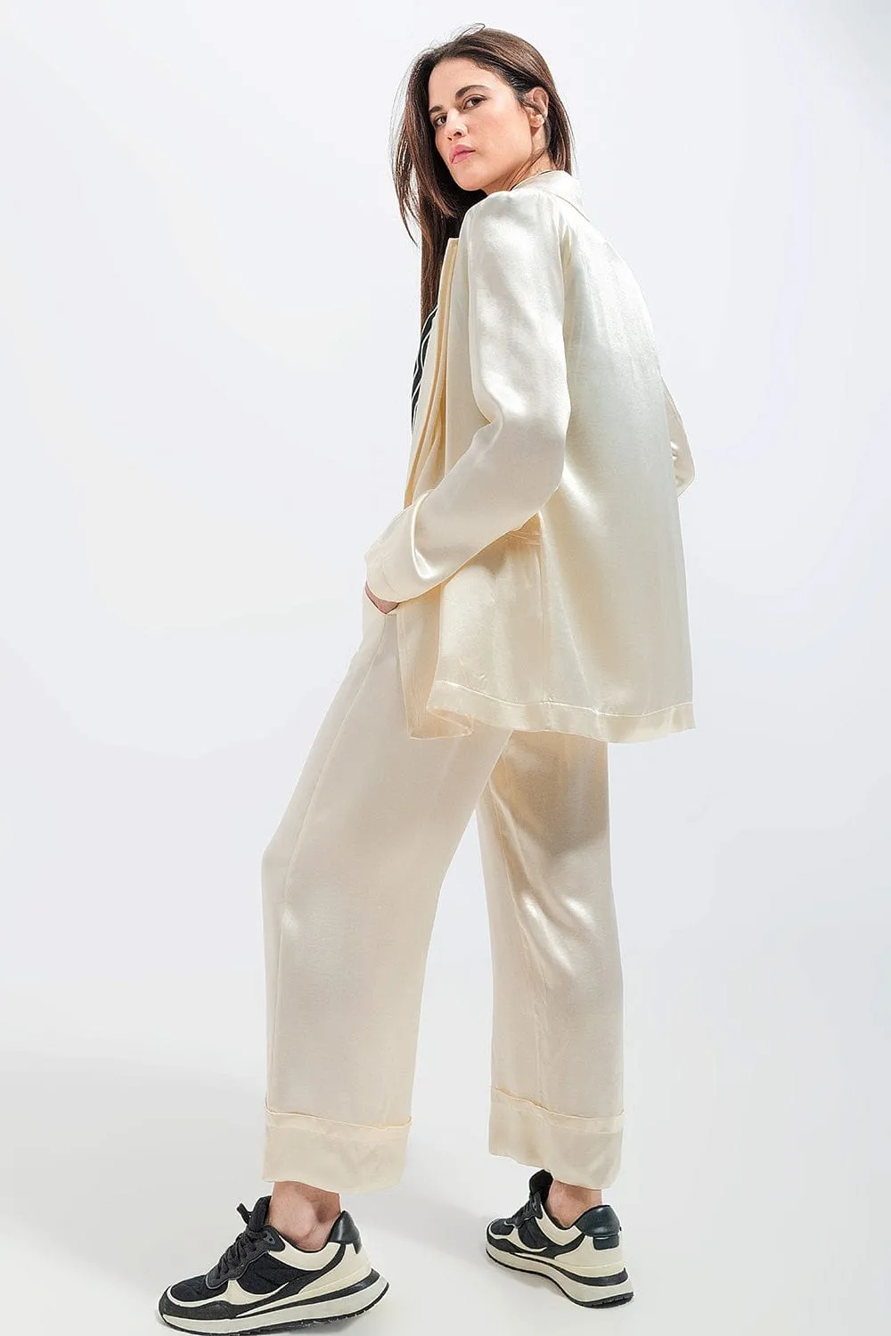 Satin Blazer In Cream