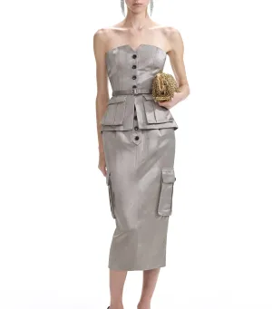 Satin Cargo Midi Skirt