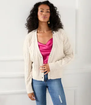 Shaya Sand Cable Knit Cardigan - Karen Kane Style 1L89636