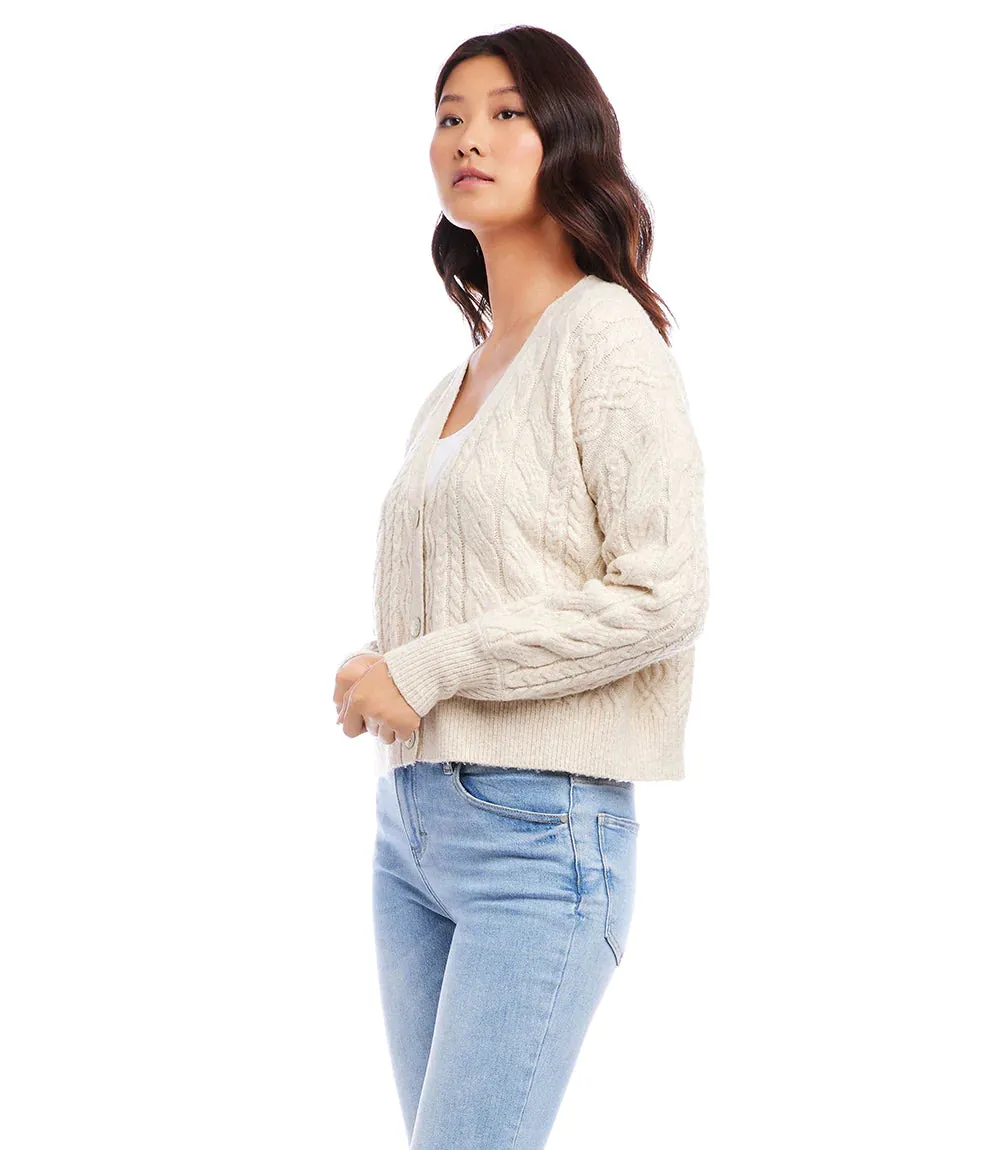 Shaya Sand Cable Knit Cardigan - Karen Kane Style 1L89636