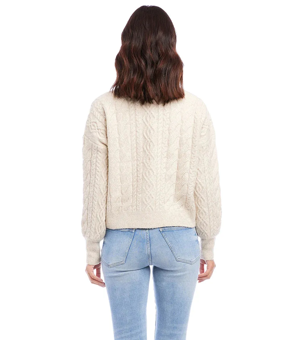Shaya Sand Cable Knit Cardigan - Karen Kane Style 1L89636