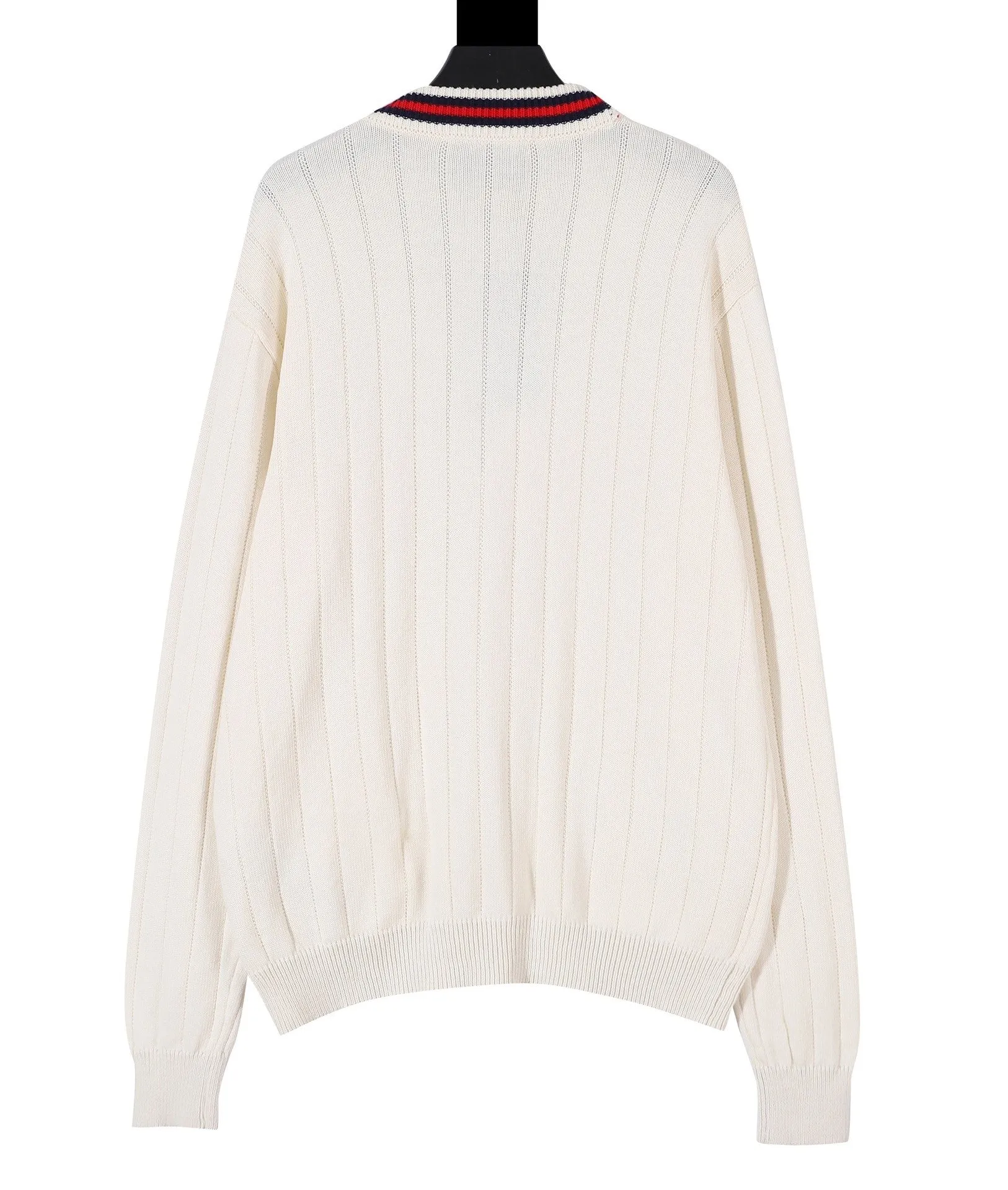 Simple and fashionable collar contrast color knitted sweater cardigan