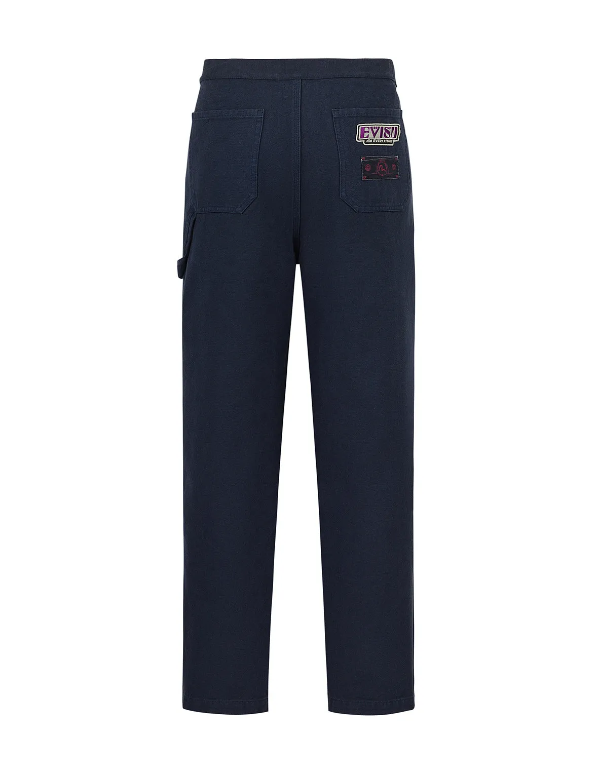 Slogan Appliqué Embroidery Straight Fit Worker Chino
