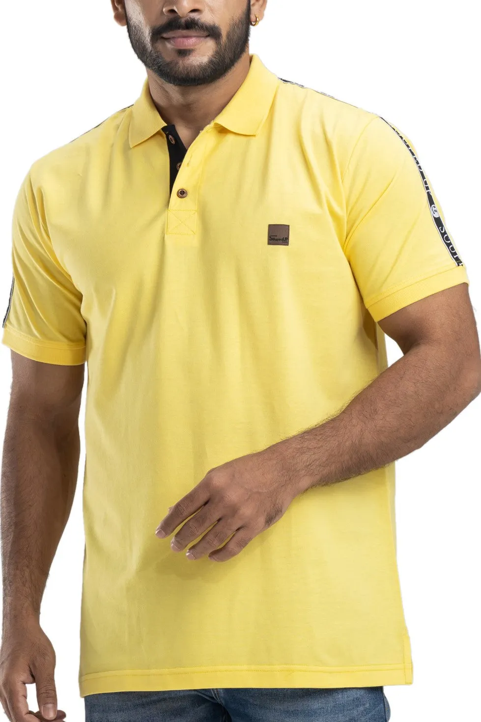 Solid Yellow Half Sleeves Cotton Polo T-Shirt