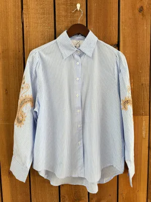 Stella Stripe Shirt with Embroidered Sleeve