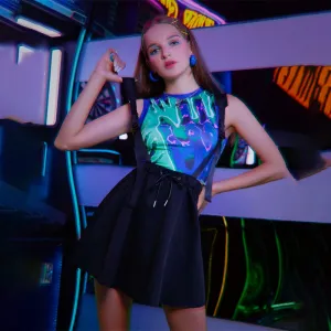 Tie Front Buckled Pinafore Skirt