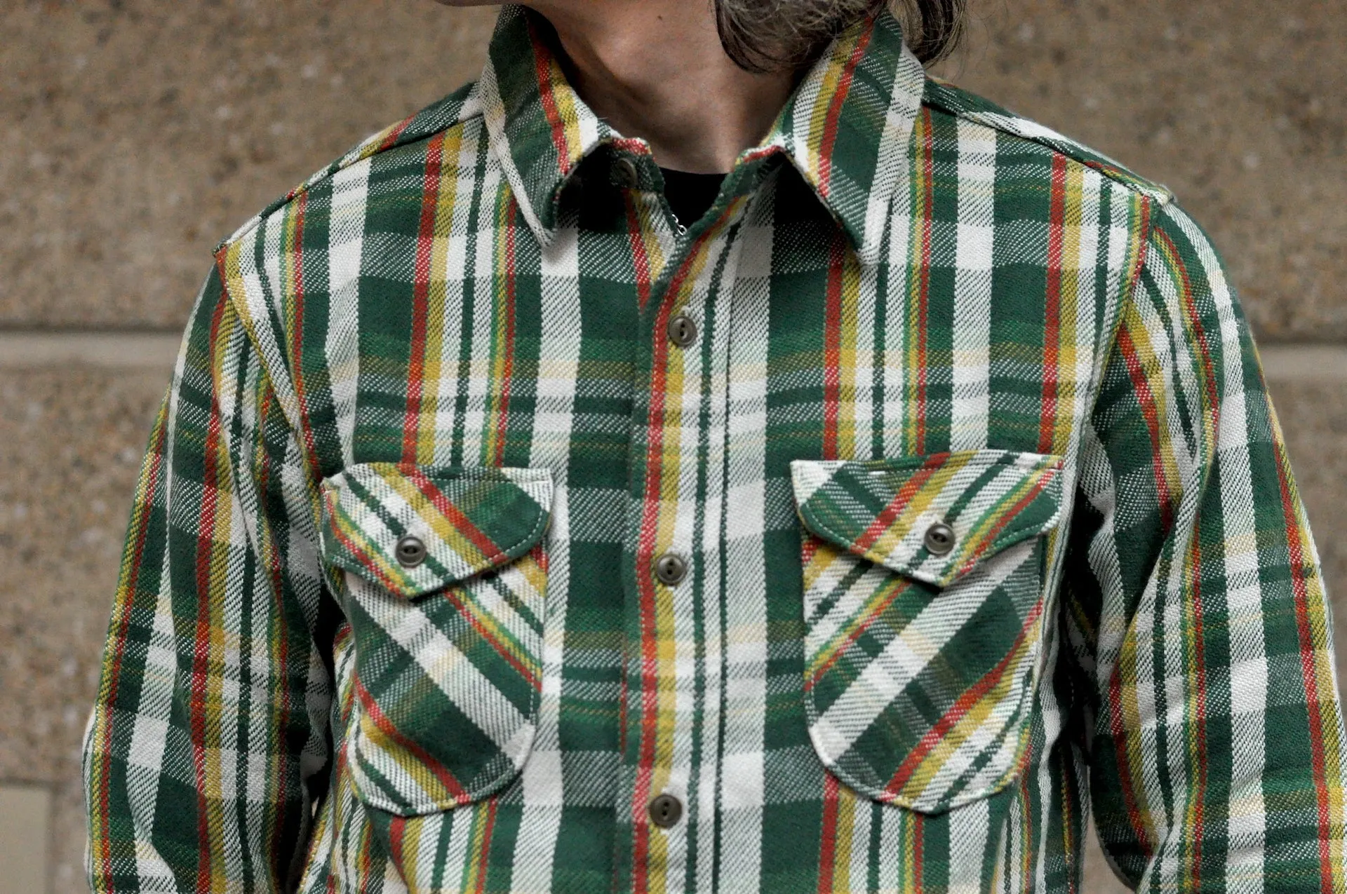 UES 14oz Heavyweight Selvage Flannel Workshirt (Harvest Green)