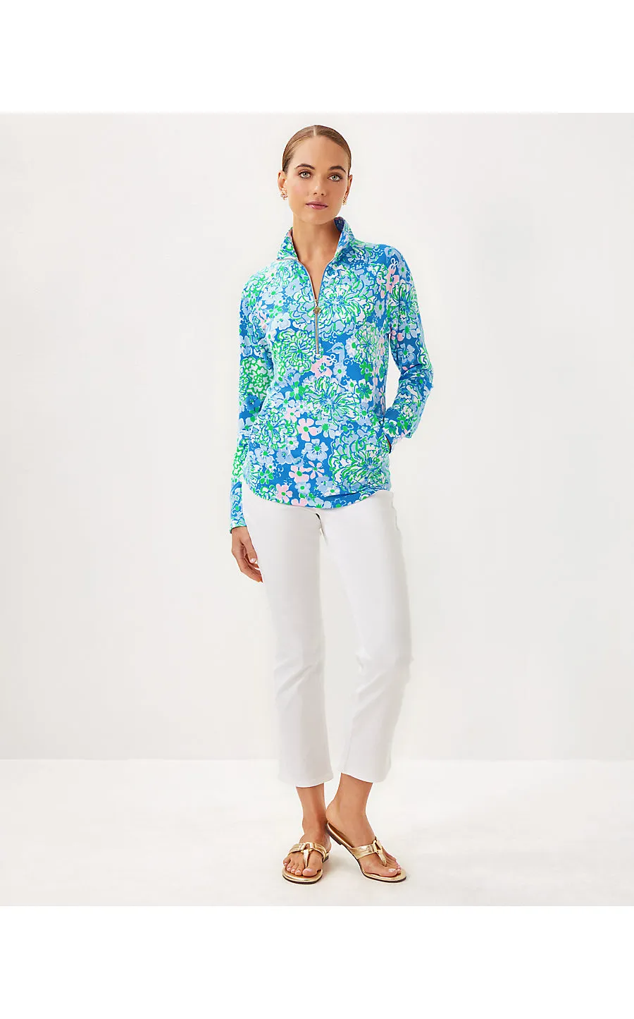 UPF 50  Skipper Popover - Sunwashed Blue Plumes In Bloom