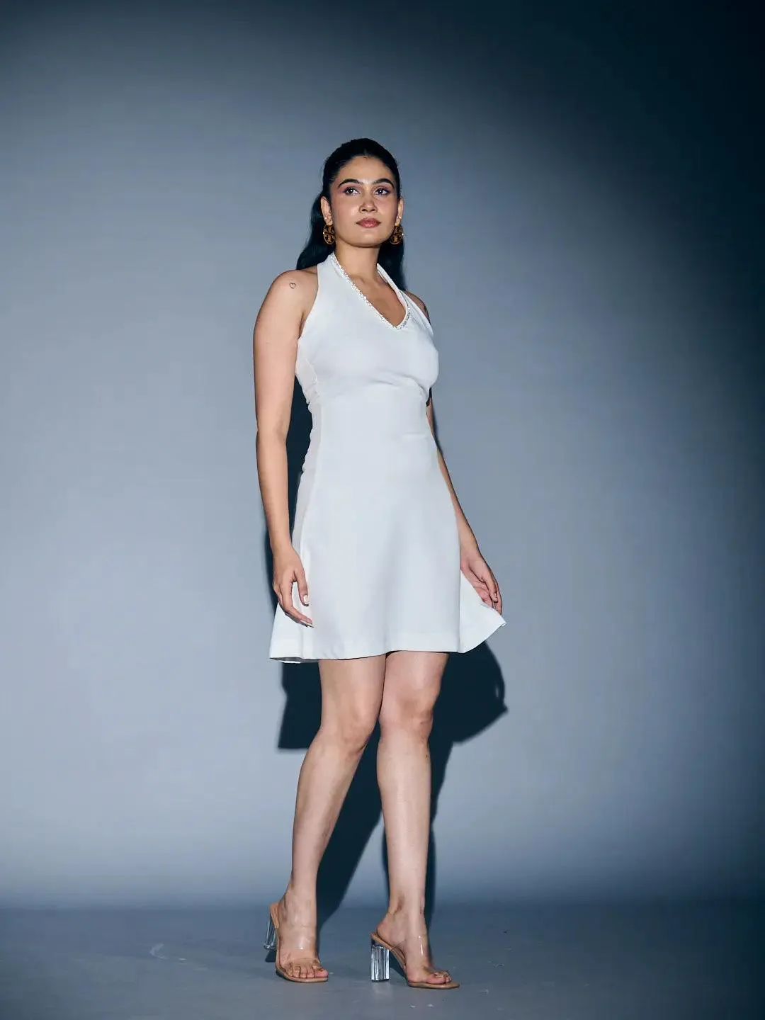 V-NECK COCKTAIL MINI DRESS