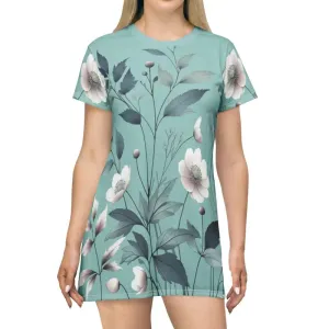 Vibrant Pastel Paradise Print Shirt Dress
