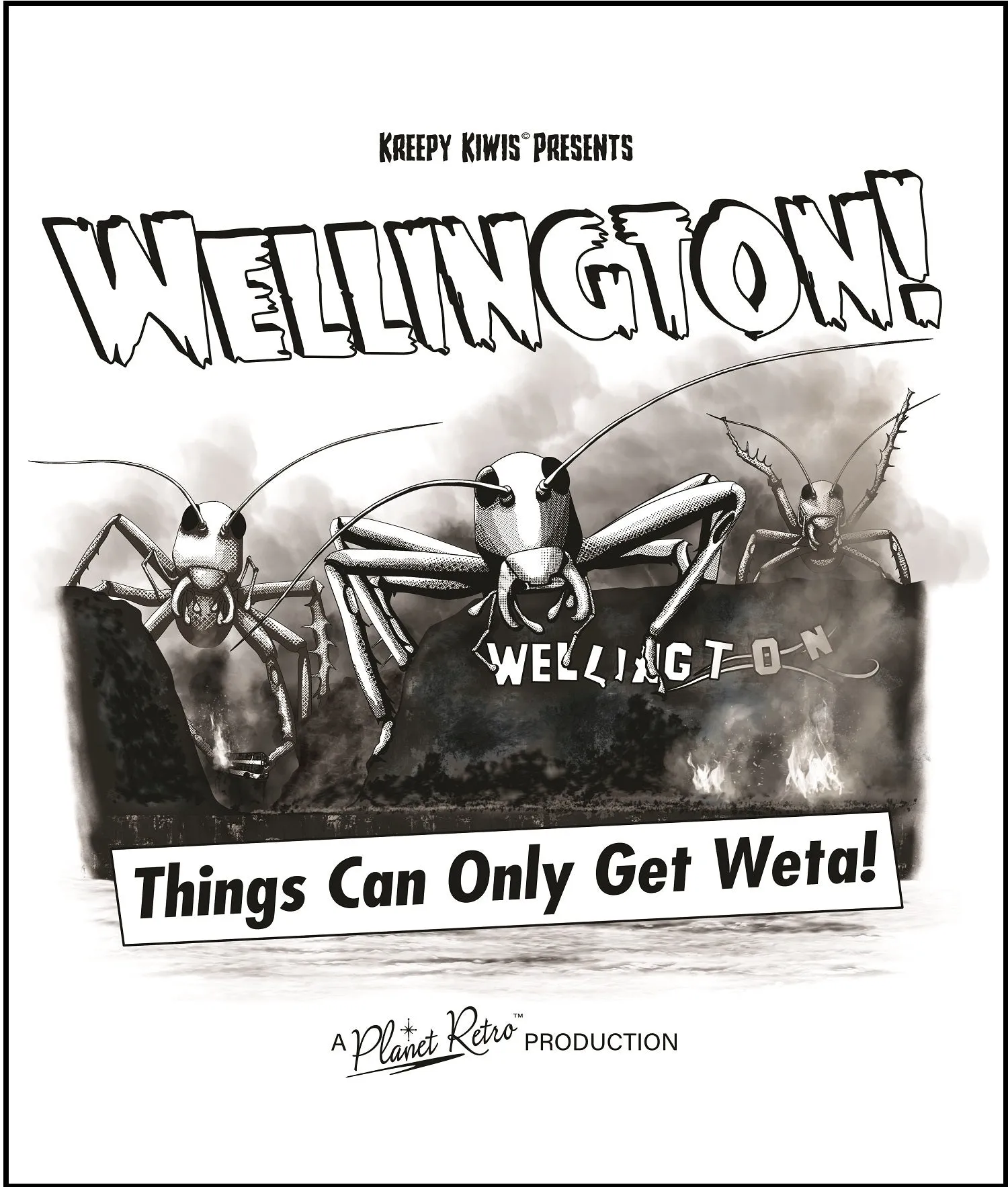 Wellington Weta T-Shirt - Planet Retro Original (Small to 2XL)
