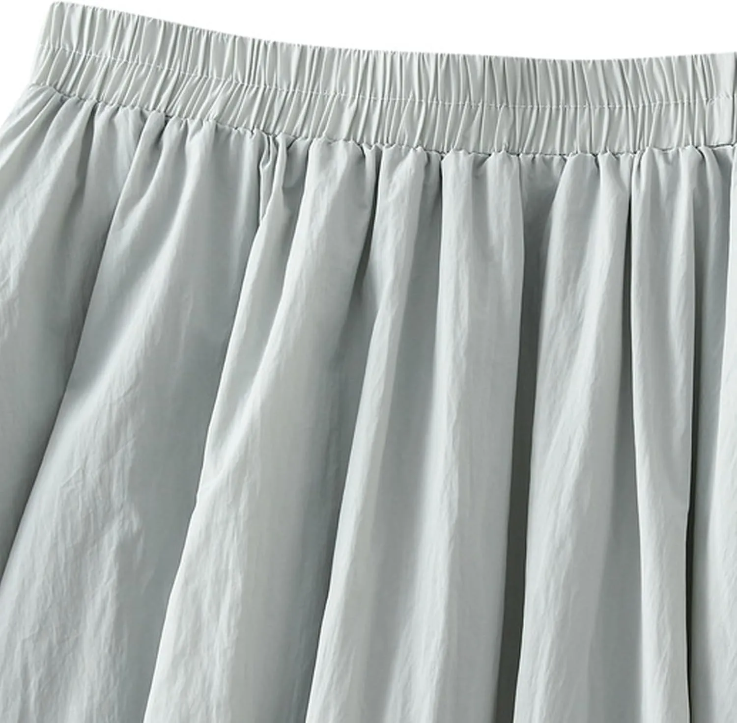 Womens Casual Boho Skirts Solid Lantern Skirt Trendy Pleated Elastic Waist Flower Bud A-line Skirt Beach Half Dress