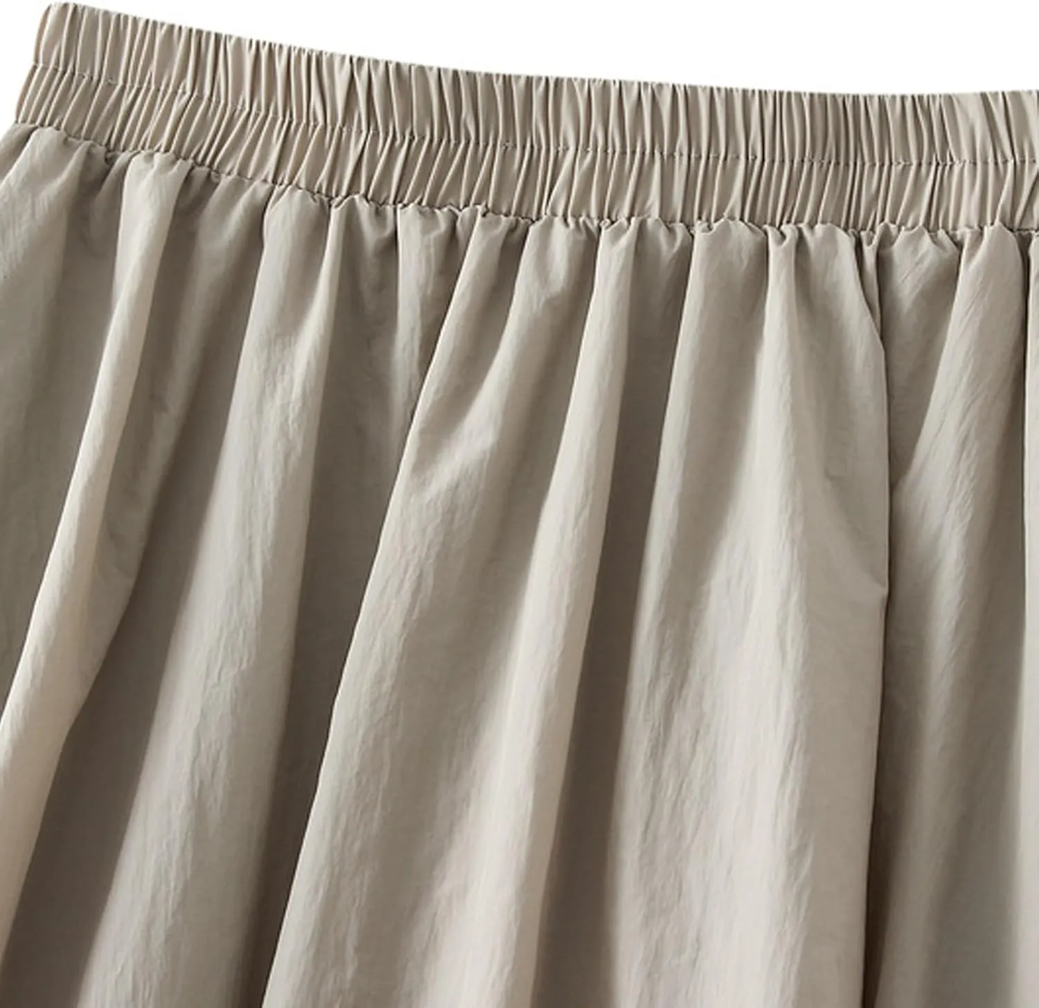 Womens Casual Boho Skirts Solid Lantern Skirt Trendy Pleated Elastic Waist Flower Bud A-line Skirt Beach Half Dress